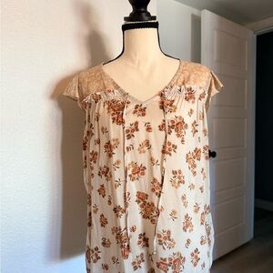 DR2 Beige Floral Women's Blouse